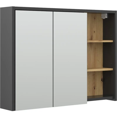 Afbeelding van Vicco Badkamerspiegelkast Viola, Artisanaal eiken/Antraciet, 100 x 75 cm