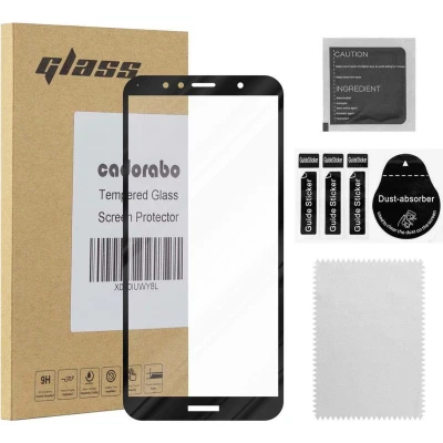 Afbeelding van Cadorabo Screenprotector geschikt voor Huawei Y6 PRIME Volledig scherm pantserfolie Beschermfolie in TRANSPARANT met ZWART Gehard (Tempered) display beschermglas 9H hardheid 3D Touch