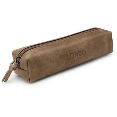 Afbeelding van Londo Lederen Etui met Rits Potlood Tas (Mink)