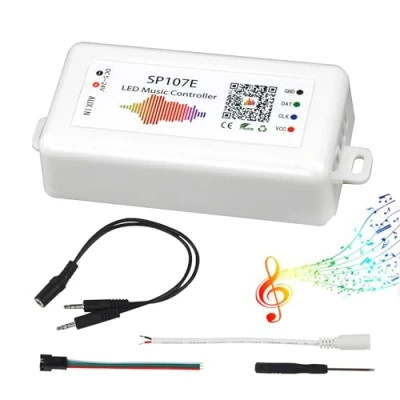 Afbeelding van VIPMOON SP107E Ledcontroller, bluetooth led muziekcontroller, kleurcontroller iOS/Andriod, app ondersteuning, afstandsbediening WS2811, WS2812B, WS2801, SK6812, geschikt voor