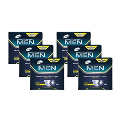 Afbeelding van TENA MEN Level 2, hygiënische inlegzolen voor mannen met lichte tot gemiddelde blarzwakte/incontinentie, veilig, discreet en geurneutraliserend, voordeelverpakking (60 ultradunne inzetstukken)