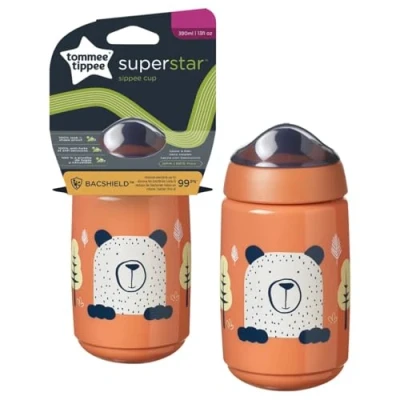 Afbeelding van Tommee Tippee Sipper, Trainer Sippy Cup voor peuters met INTELLIVALVE Lek en Shake Proof Technologie BACSHIELD Antibacteriële Technologie, 12m+, 390ml, Pack van 1, Oranje