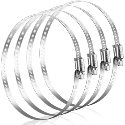 Afbeelding van Bolatus Slangklemmen, 141 165 mm, 4 stuks, roestvrij staal, instelbare schroefklemmen, assortiment voor zwembadslang, ventilatiebuis, afvoerslang