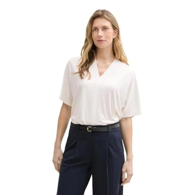 Afbeelding van TOM Tailor V NECK Tshirt basic, Dames, Maat: Medium, Whisper white