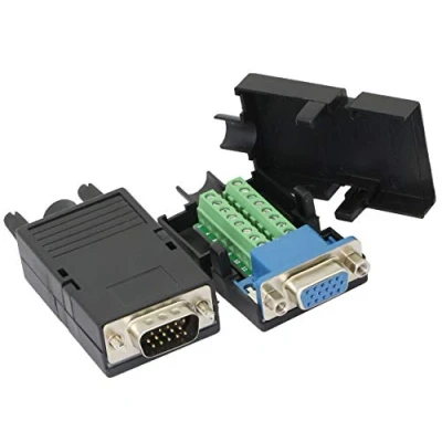 Afbeelding van CERRXIAN D SUB DB15 3 Rij VGA 3+9 Mannelijk + Vrouwelijk 15 Pin Cover Breakout Terminals Board Connector (1 paar)