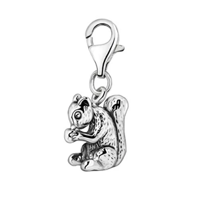 Afbeelding van Quiges Charm Hanger 3D Eekhoorn Verzilverd karabijnslot geschikt voor Zinzi, Thomas Sabo Ti Sento Bedelarmband QHC080