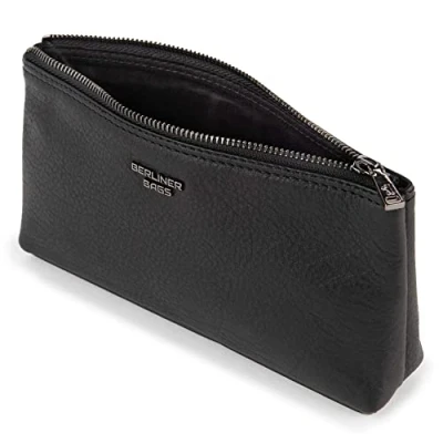 Afbeelding van Berliner Bags Premium Toilettas Anna Leren Etui Make uptas Pennenzak en Klein Gereedschapstasje Pootloodetui Vrouwen Dames Zwart