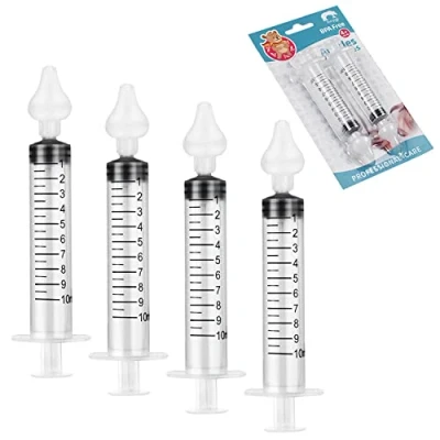 Afbeelding van Vicloon Neusaspirator, 4 stuks Neusirrigator met Spuit, Veilige Neusreiniger Reinigbare en Herbruikbare Siliconen Neuszuigtip, voor Pasgeborenen Peuters
