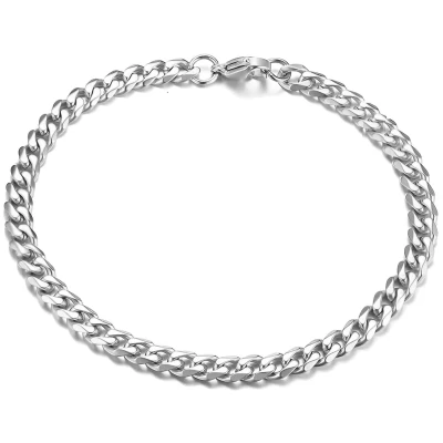 Afbeelding van Cuban Link Heren Armband Dikke Schakel 5mm Zilver kleurig Schakelarmband Armbanden Cadeau voor Man Mannen Cadeautjes