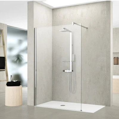 Afbeelding van Novellini kuadra h douchewand rechthoekig walk in 2000 x 900mm hxb profiel chroom 8mm glas helder kuadh90 1k