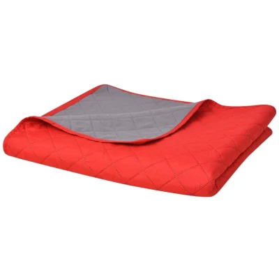 Afbeelding van vidaXL Dubbelzijdige quilt bedsprei rood en grijs 220x240 cm