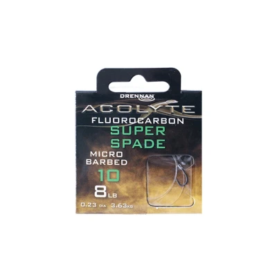 Afbeelding van Drennan Acolyte Super Spade Micro Barbed Hooks To Fluorocarbon 50cm Haak 14 0.19mm 6 LB