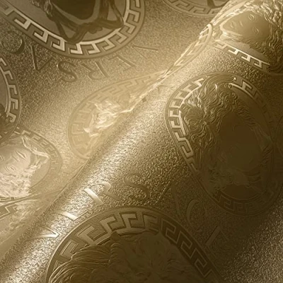 Afbeelding van SATIJN GLANZEND goud KLASSIEK BEHANG Design A.S. Création Versace 5