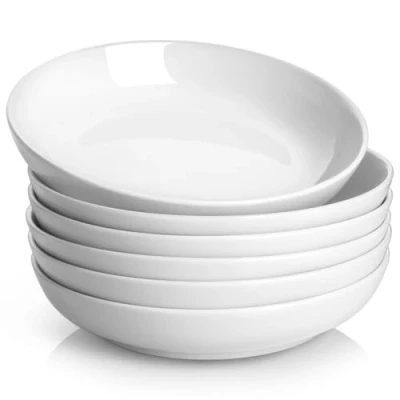 Afbeelding van Y YHY 8,5 &#039;&#039;Pastakom, porseleinen slakom, grote keramische witte soepkomset, serveerborden voor salade pasta soep fruit, magnetron vaatwasmachinebestendig, 880 ml, set van 6