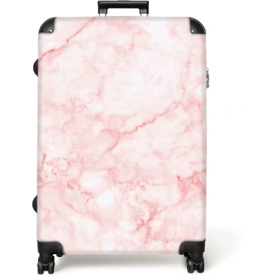 Afbeelding van NoBoringSuitcases.com® Koffer groot Reiskoffer lichtgewicht Marmer Roze Chic Marmerlook Rolkoffer met 4 wielen Grote trolley XL 98 liter bagage