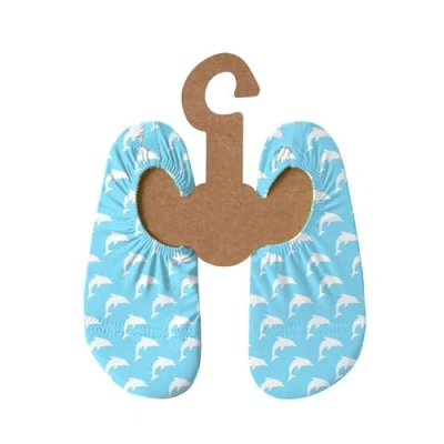 Afbeelding van Slipstop Kinderstrandschoenen, antislip, sportschoenen, zwemschoenen, vakantie, uniseks, zonbeschermingsfactor 50+, Blauw met dolfijnen, 21/23 EU