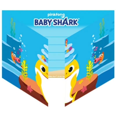 Afbeelding van Uitnodigingen Baby Shark 8 stuks