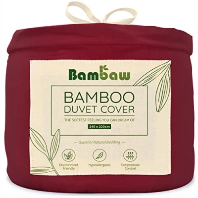 Afbeelding van Bourgondië King Dekbedovertrek Bamboe Beddengoed Size Set Kingsize Dekbed Anti Allergie Rood Veganistisch 240x220 Bambaw