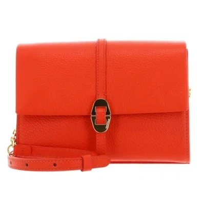 Afbeelding van COCCINELLE Leren Schoudertas Dorian Mini Bag Grained Leather Gazpacho Oranje
