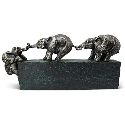Afbeelding van Beeldhouwwerk &quot;familiebanden&quot; tijdloos symbool voor samenhang in familie &amp; team decoratie 43 cm lang decoratieve olifant zeer geschikt als cadeau