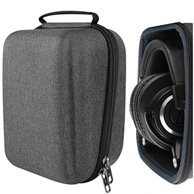 Afbeelding van Geekria Shield Case compatibel met Audio Technica ATH M50X, M50XBT2, M40X hoofdtelefoon, vervangende beschermende reistas harde schaal en kabelopslag (donkergrijs)