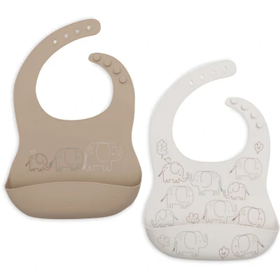 Afbeelding van Jollein Slab Siliconen Elephant Tales 2 Stuks Multicolor