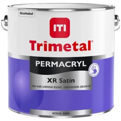 Afbeelding van Trimetal Permacryl XR Satin Polyvalente extreem krasvaste watergedragen zijdeglans lak binnen Kleur RAL 9010 Zuiver Wit ( gebrokenwit ) 1 L