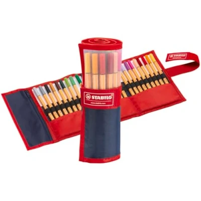 Afbeelding van Set Viltstiften Stabilo Point 88 Red Rollerset Multicolour