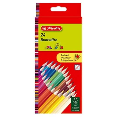 Afbeelding van Herlitz 10412039 driehoekige kleurpotloden 24 stuks