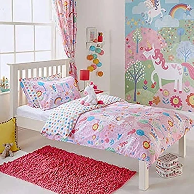 Afbeelding van Riva Home UNICORN TODDLER D/S PINK, Roze, Wit, (120x150cm)