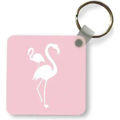 Afbeelding van Sleutelhanger Uitdeelcadeautjes Flamingo Wit Illustratie Plastic