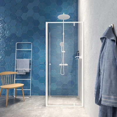 Afbeelding van Sealskin Contour Draaideur met zijwand 90x90x200 cm, 6 mm helder veiligheidsglas Mat wit