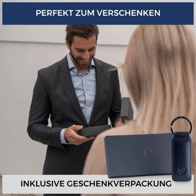Afbeelding van Sleutelhanger leer paars met geschenkdoos sleutelorganizer sleutelband sleutelhouder cadeau voor dames en heren Eén maat