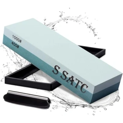 Afbeelding van SATC Dual Grit Slijpsteen voor Messen 400/1000 Whetstone Mes Natte Steen Messenslijper met een Houder en Geleide Hoek