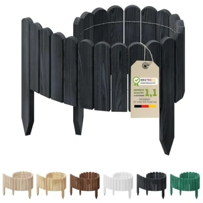 Afbeelding van Floranica Rollborder Tuinafscheiding 103 x 20cm Antraciet Gazonafscheiding bomen paden bloembedden Grensrol Decoratie Natuurlijk Tuin grenenhout