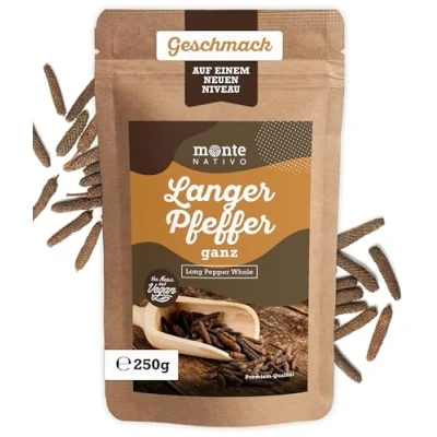 Afbeelding van lange Peper Monte Nativo (250g) Peperkorrels lang perfect voor Koken Natuurlijke en Zuivere Gedroogde Specerijen