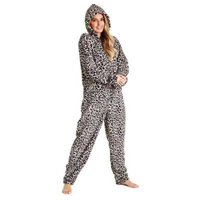 Afbeelding van CityComfort Onesies voor dames, zachte comfortabele fleece pyjama, nachtkleding pluizige onesie, loungewear, maten S XL, Bruin, L