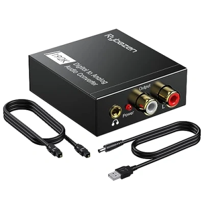 Afbeelding van DAC audio 192 kHz, SPDIF jack adapter, optische RCA converter, digitale analoge Toslink naar stereo en 3,5 mm stekker voor PS3, PS4, Xbox, HDTV, Blu ray