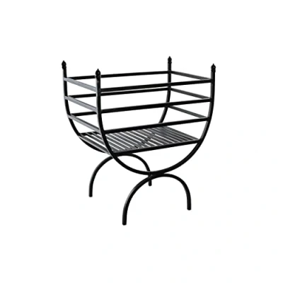 Afbeelding van Gerei voor de haard DKD Home Decor Houtblok standaard Staal (48 x 30 57 cm)