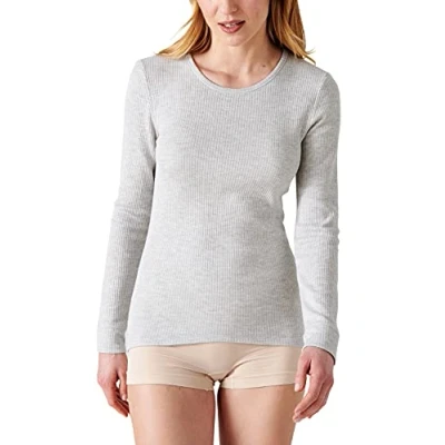 Afbeelding van Damart Thermolactyl T shirt met ronde hals, geribbelde fleece, Grijs Chinees, S