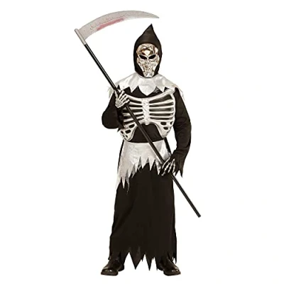 Afbeelding van Widmann Beul &amp; Magere Hein Kostuum Hedendaagse Man Zwart Maat 158 Halloween Verkleedkleding