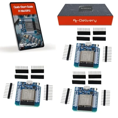 Afbeelding van AZDelivery 3 x ESP32 D1 Mini NodeMCU WiFi Microcontroller WROOM 32 Module compatibel met Arduino