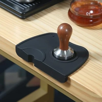Afbeelding van Koffie tamper mat, siliconen, antislip, koffiestammat, espresso tampermat (zwart 12x17.5x3 cm)