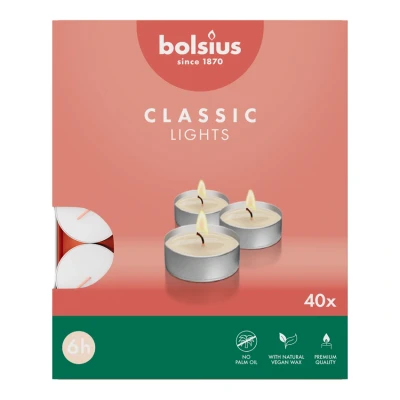 Afbeelding van Bolsius Theelicht Classic Lights Wit 6 Multi verpakking 6x40ST