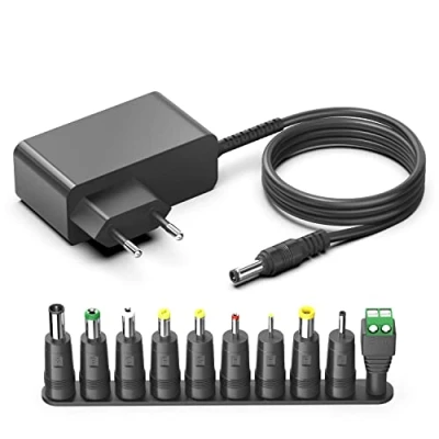 Afbeelding van 24V universele EU voeding oplader AC adapter transformator voor LED strips SMD 5050/3528/5630, CCTV camera, DVD speler, router, TFT LCD monitor, scherm, speelgoed, oplaadkabel
