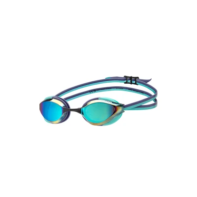 Afbeelding van ARENA Unisex Volwassenen Python Racing Zwembril voor Mannen en Vrouwen Competitieve Zwemmers Anti Fog Spiegel Lens Max Comfort Dual Strap Kleine Fit, Turkoois/Toekomstige Schemering/Water