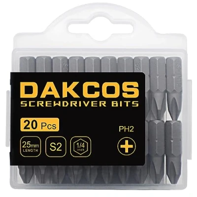 Afbeelding van DAKCOS PH2 bits, bits PH2, bit assortiment van S2 (lengte: 25 mm, 20 stuks)