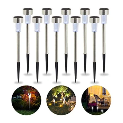 Afbeelding van Relaxdays solarlampen set van 10 solarlamp LED tuinverlichting solar tuinlampen Wit licht