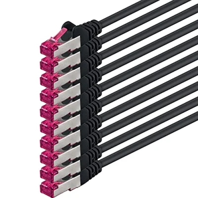 Afbeelding van 1m zwart 10 stuks Ethernet Cable Gigabit LAN Netwerkkabel RJ45 CAT6a (10Gb/s) S FTP CAT 6a Lankabel GHMT gecertificeerd PIMF 500 MHz