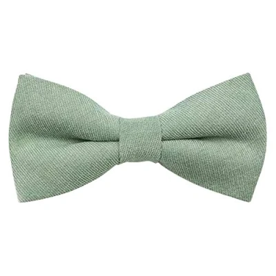 Afbeelding van Kinderen Jongens Luxe Katoenmix Elastische Vlinderdas, Sage Groen, Length 10cm, width 5cm.